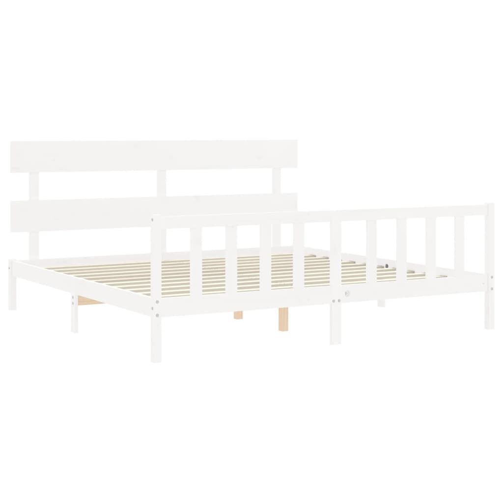 Bed Frame without Mattress White 183x203 cm King Solid Wood Pine Price