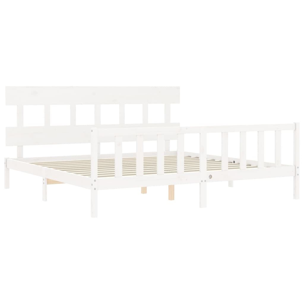 Bed Frame without Mattress White 183x203 cm King Solid Wood Pine Price