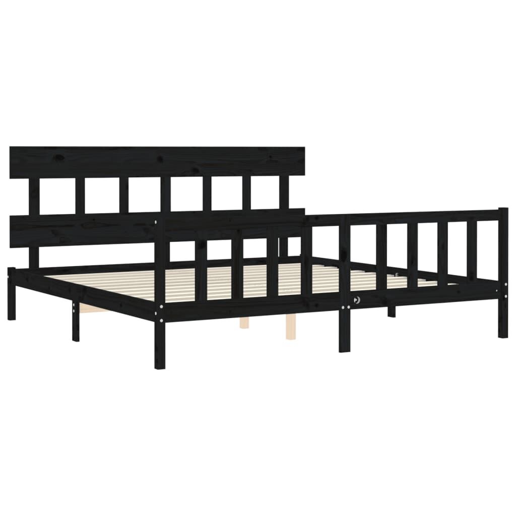 Bed Frame without Mattress Black 183x203 cm King Solid Wood Pine Price