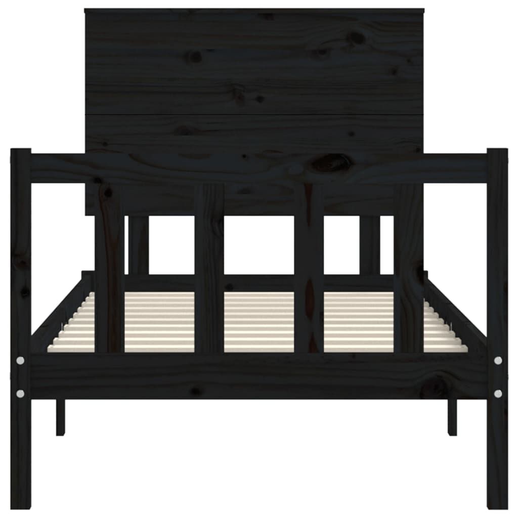 Bed Frame without Mattress Black 90x190 cm Solid Wood Pine Price
