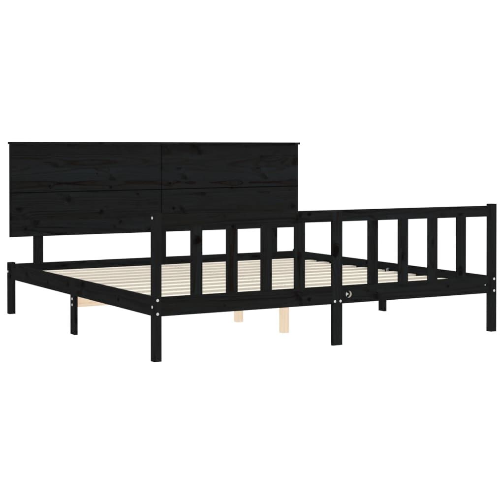 Bed Frame without Mattress Black 183x203 cm King Solid Wood Pine Price