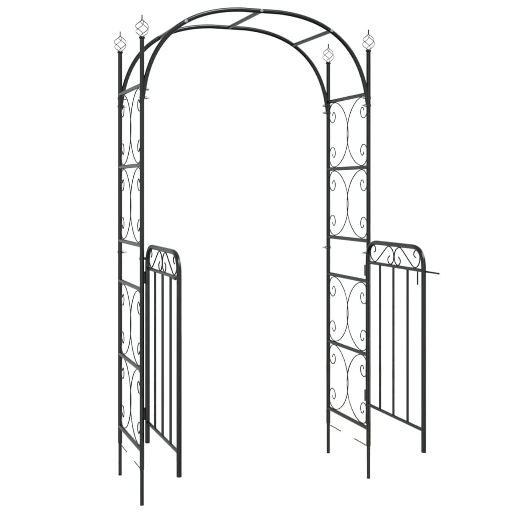 Garden Arch with Gate Black 108x45x235 cm Steel Price