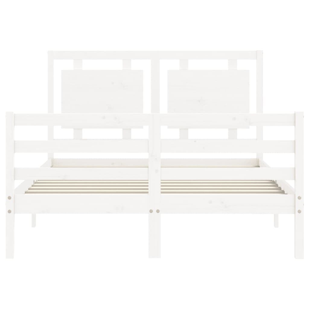 Bed Frame without Mattress White 135x190 cm Solid Wood Price