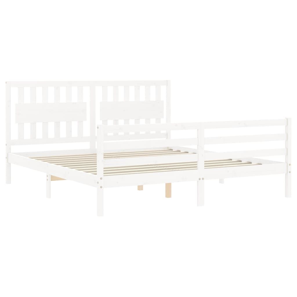 Bed Frame without Mattress White 183x203 cm King Solid Wood Price