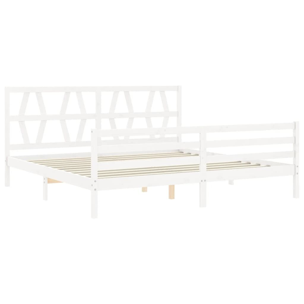 Bed Frame without Mattress White 183x203 cm King Solid Wood Price