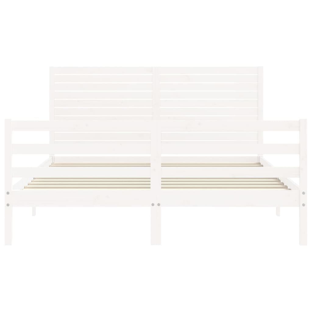 Bed Frame without Mattress White 150x200 cm Solid Wood Price