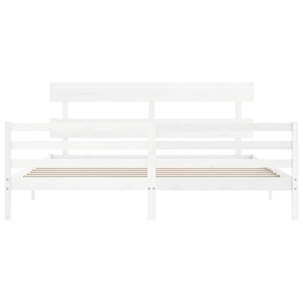 Bed Frame without Mattress White 183x203 cm King Solid Wood Price