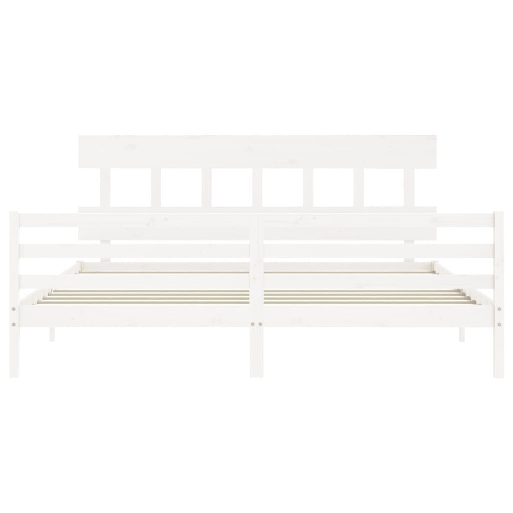 Bed Frame without Mattress White 183x203 cm King Solid Wood Price