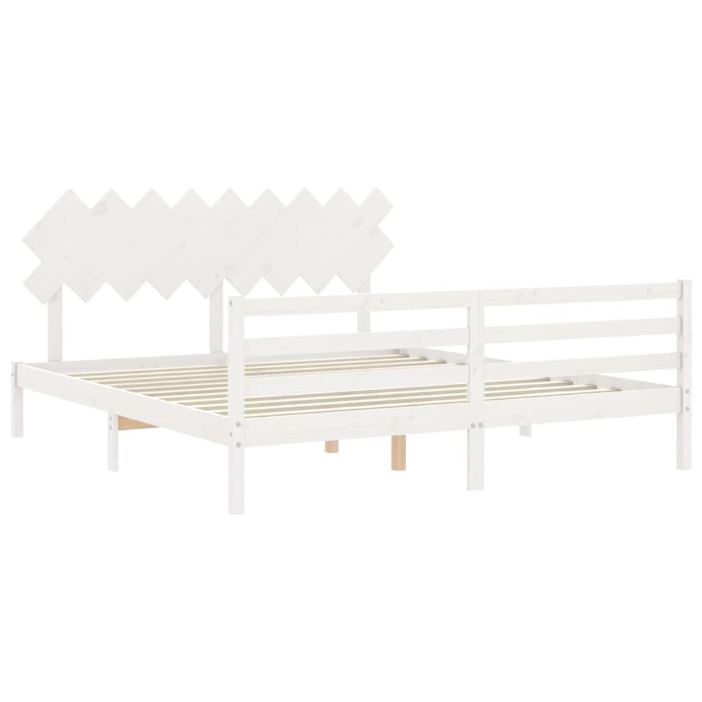 Bed Frame without Mattress White 183x203 cm King Solid Wood Price