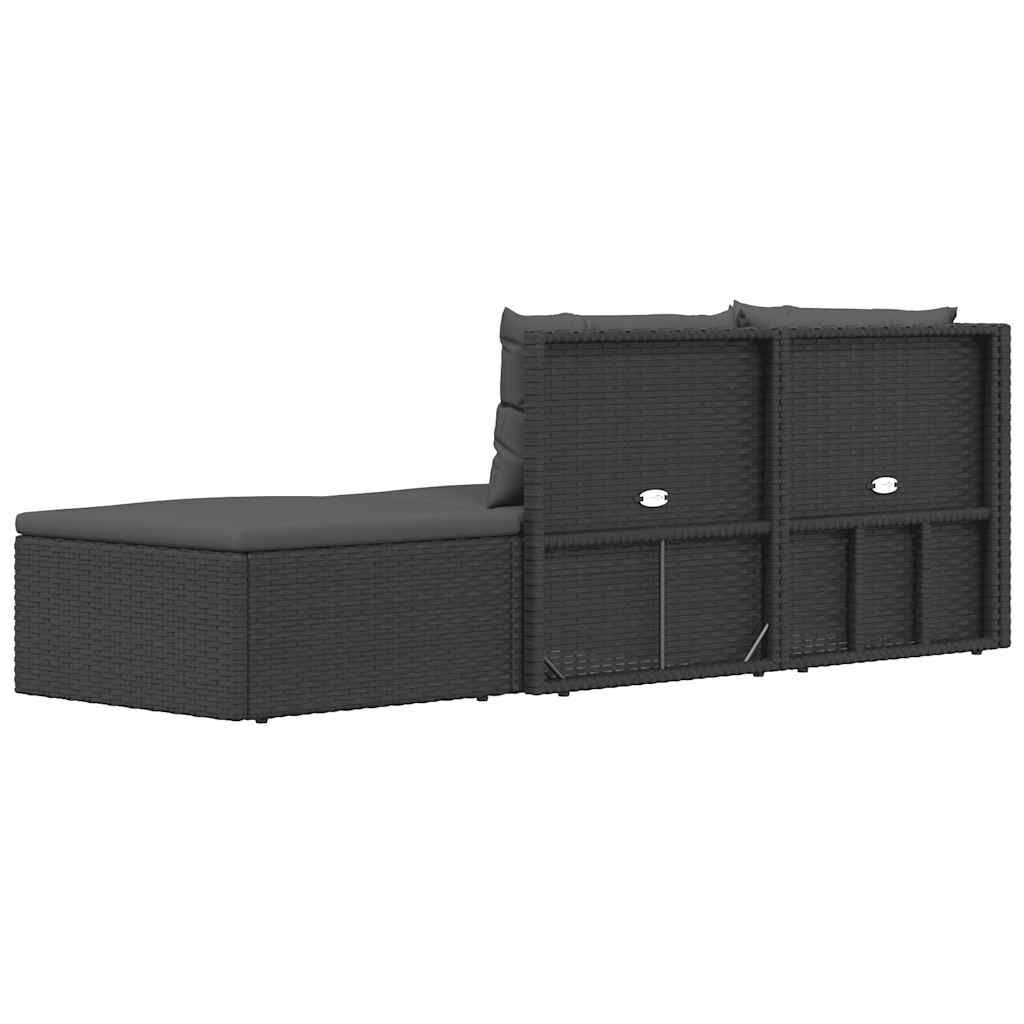 3 Piece Garden Lounge Set with Cushions Black Poly Rattan Price