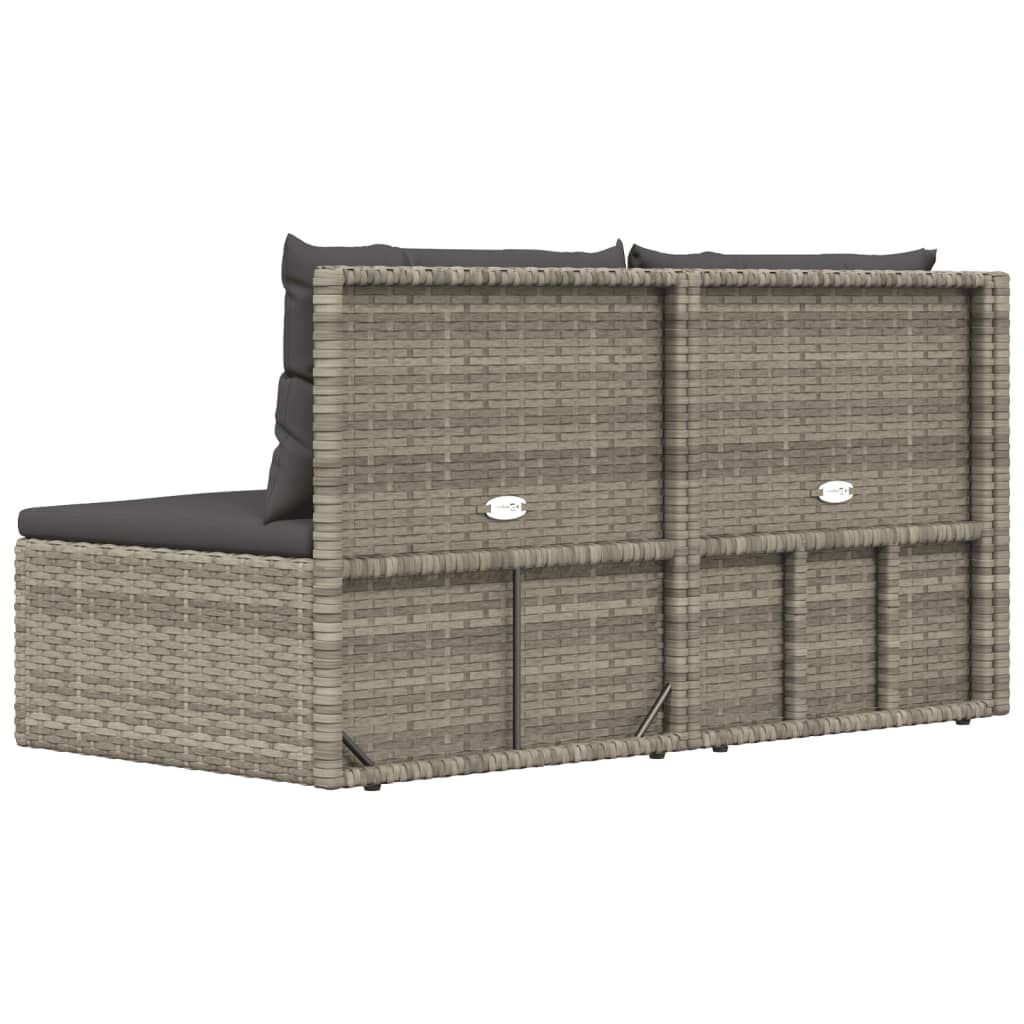 2 Piece Garden Lounge Set with Cushions Grey Poly Rattan Price