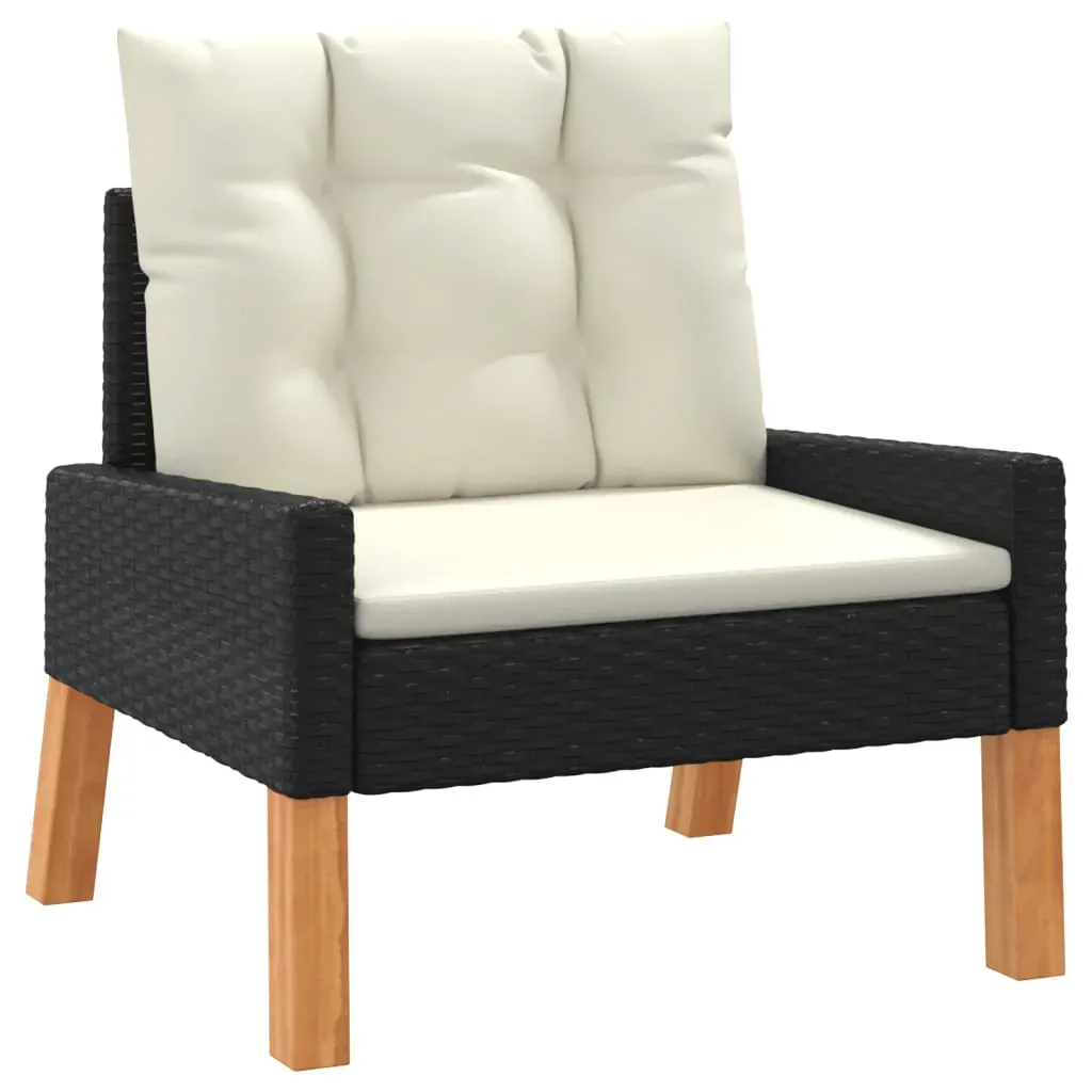 4 Piece Garden Lounge Set with Cushions Poly Rattan&Solid Wood Price