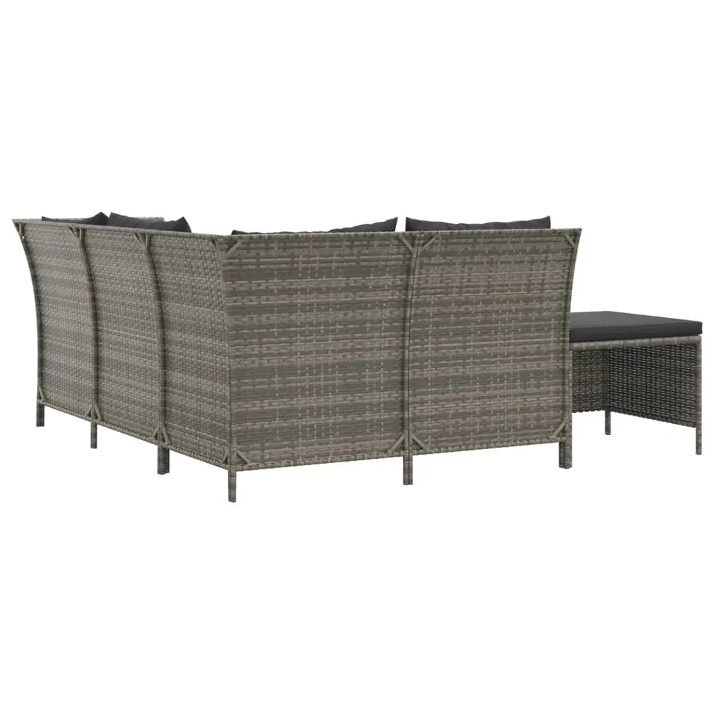 4 Piece Garden Lounge Set with Cushions Grey Poly Rattan Price
