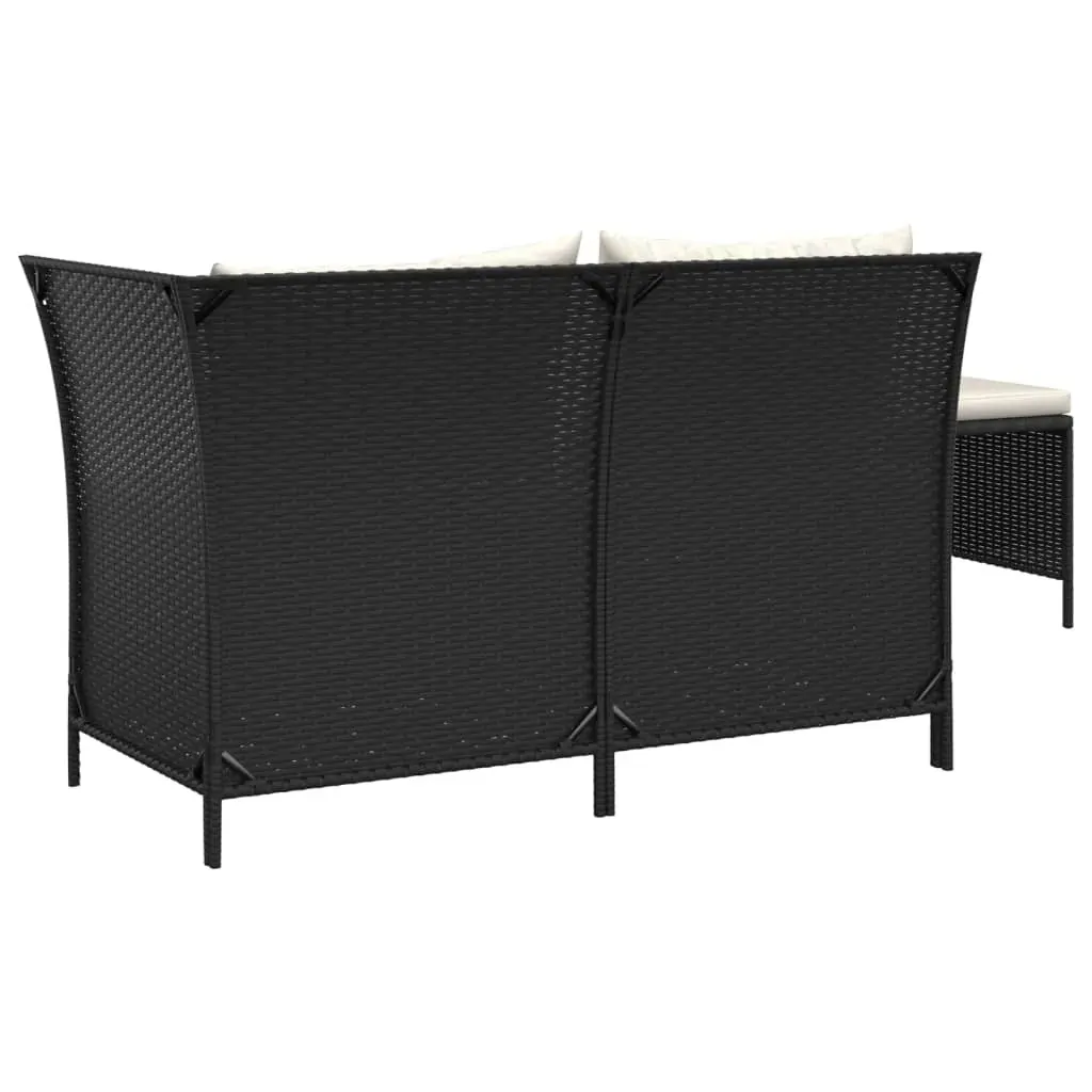 3 Piece Garden Lounge Set with Cushions Black Poly Rattan Price