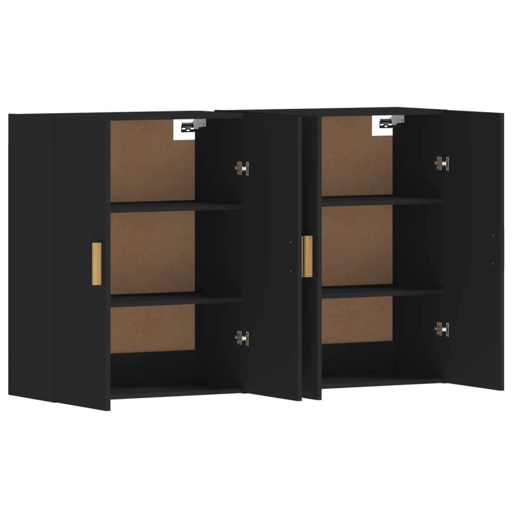 Wall Mounted Cabinets 2 pcs Black Engineered Wood Price