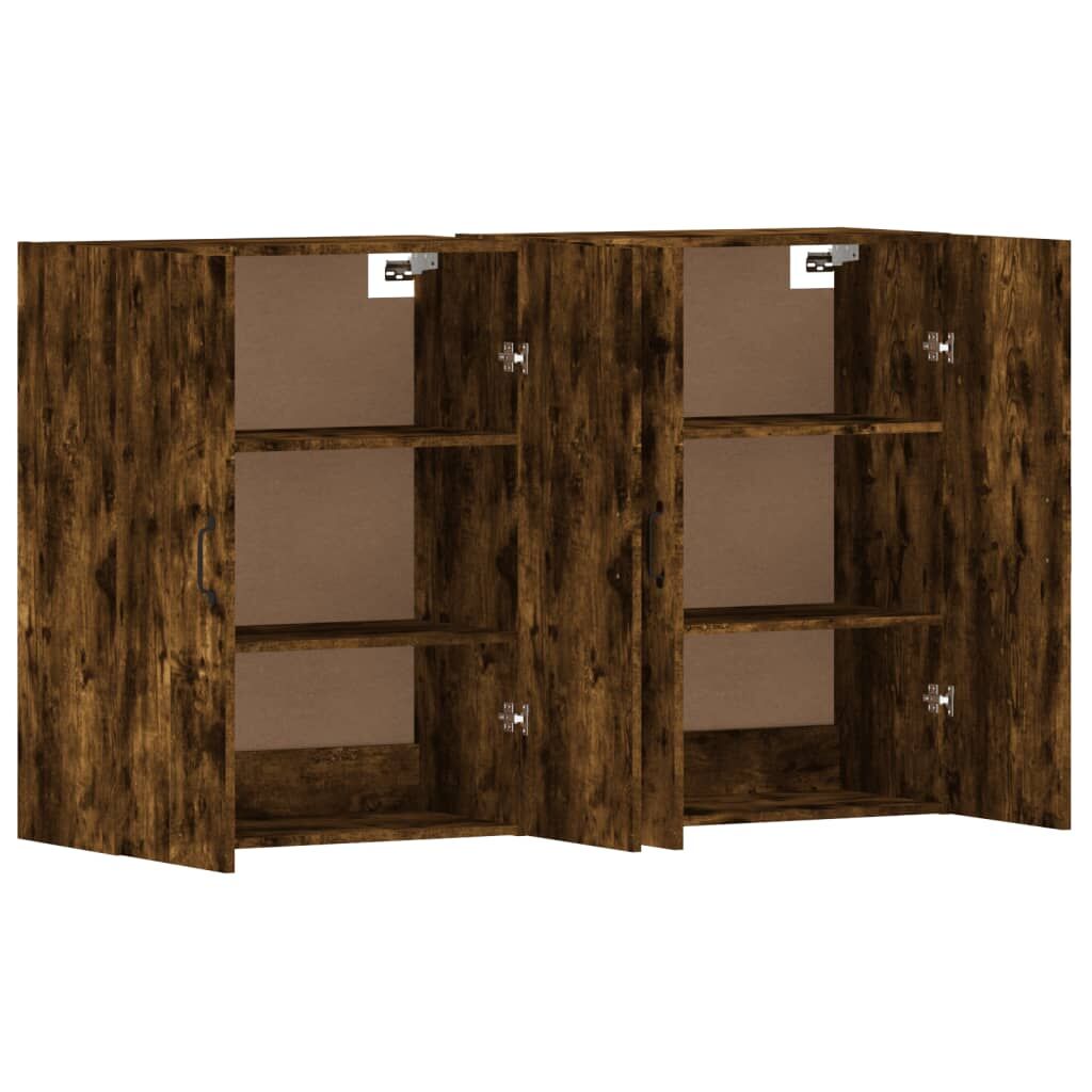 Wall Mounted Cabinets 2 pcs Smoked Oak Engineered Wood Price