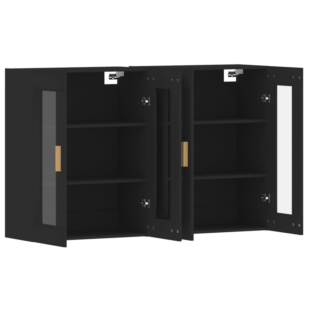 Wall Mounted Cabinets 2 pcs Black Engineered Wood Price