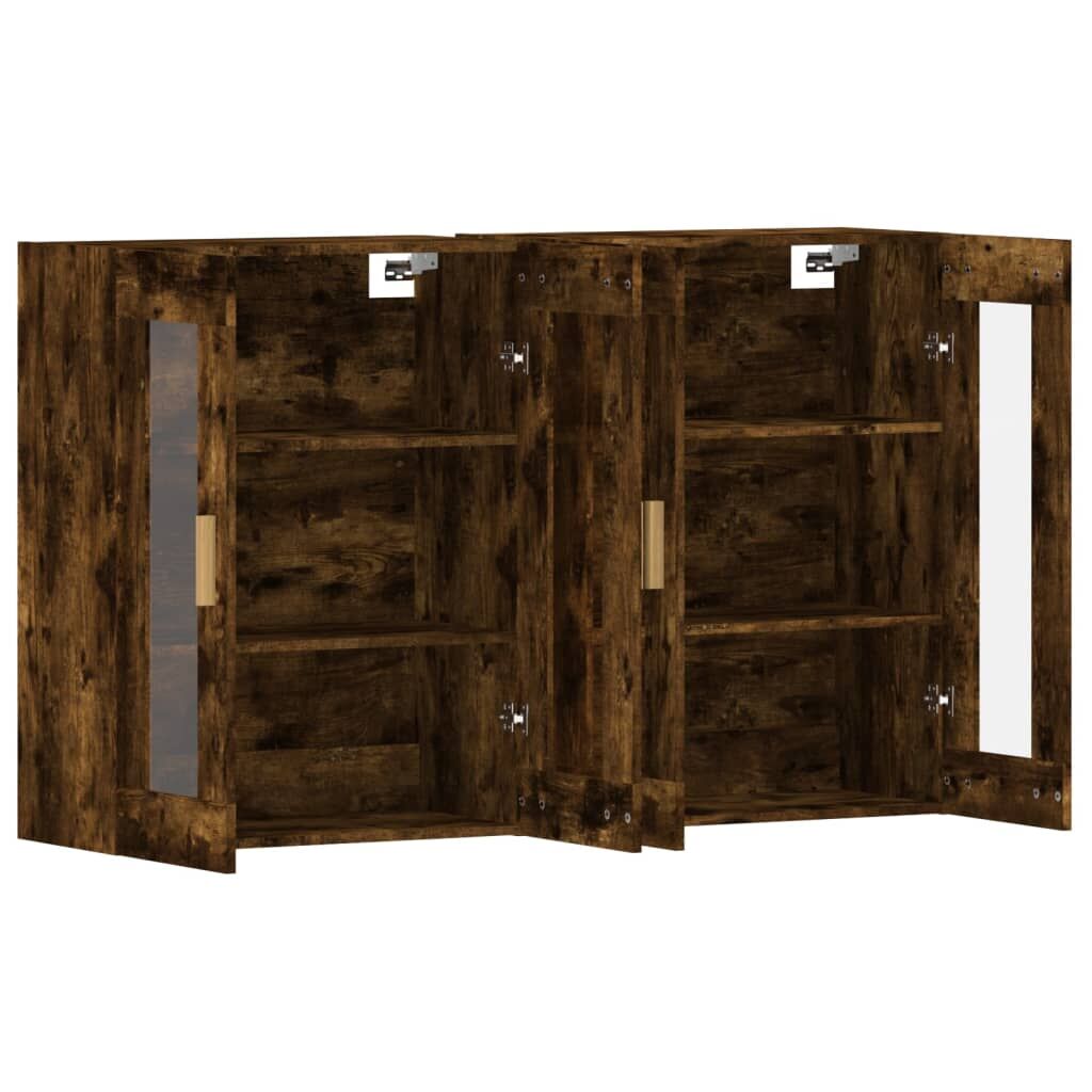 Wall Mounted Cabinets 2 pcs Smoked Oak Engineered Wood Price