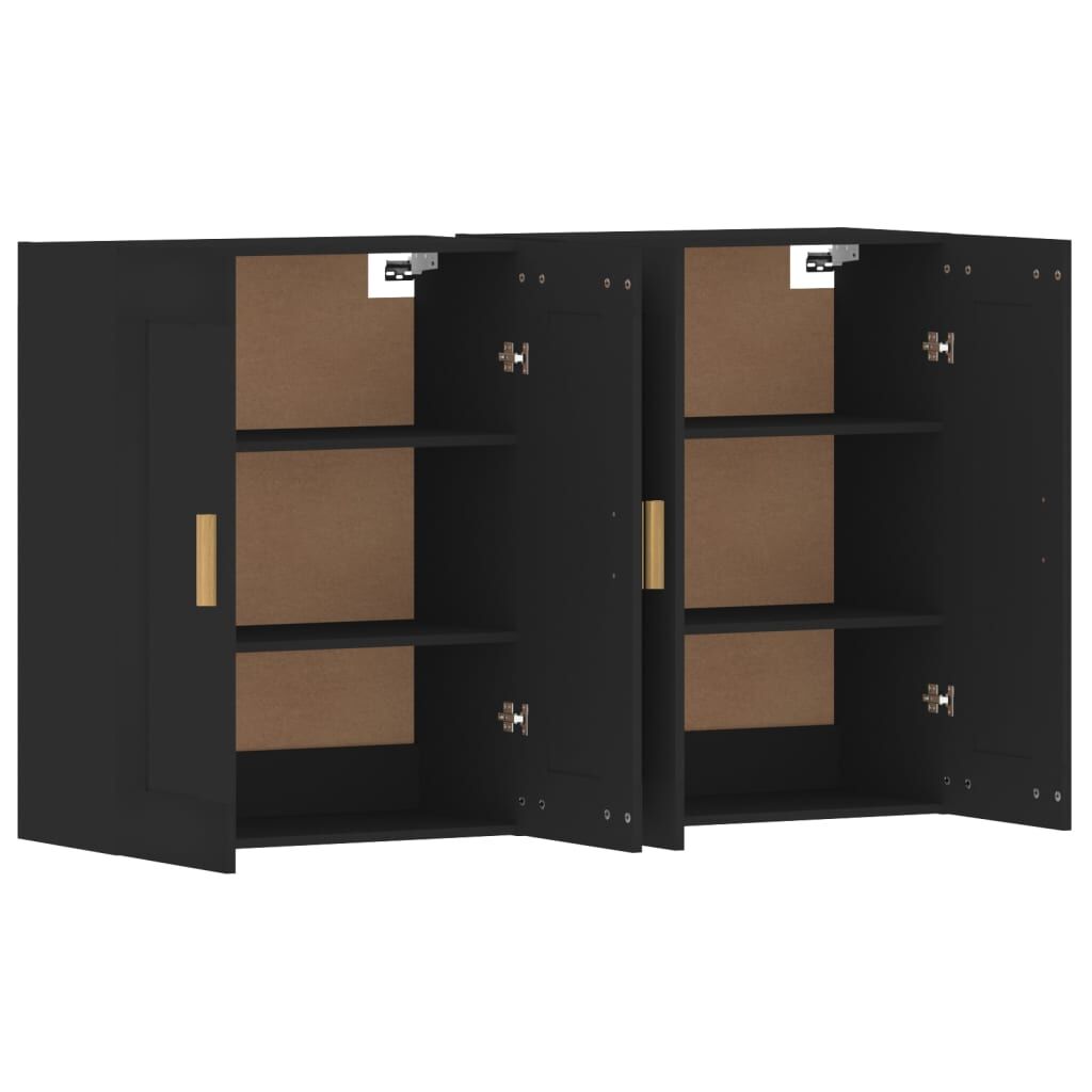 Wall Mounted Cabinets 2 pcs Black Engineered Wood Price
