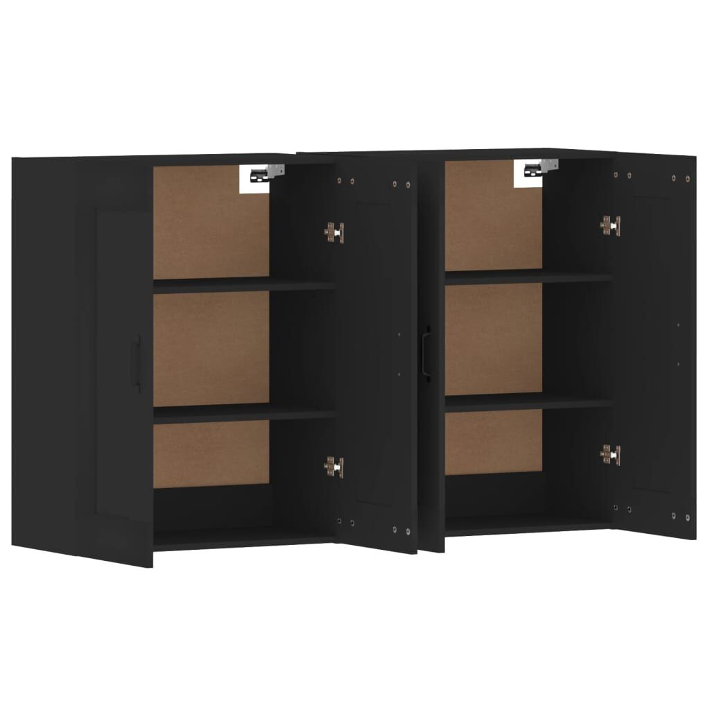 Wall Mounted Cabinets 2 pcs Black Engineered Wood Price