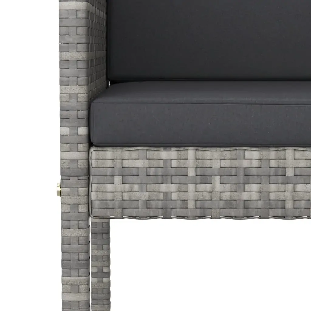 7 Piece Garden Bar Set with Cushions Grey Poly Rattan Price