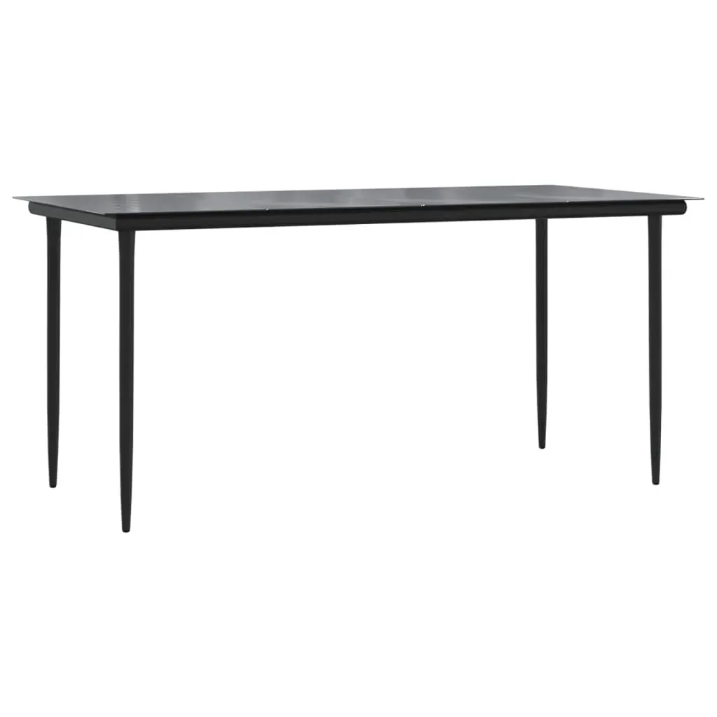 7 Piece Garden Dining Set Black Steel and Textilene Price