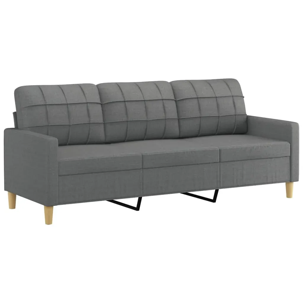 3 Piece Sofa Set with Cushions Dark Grey Fabric Price