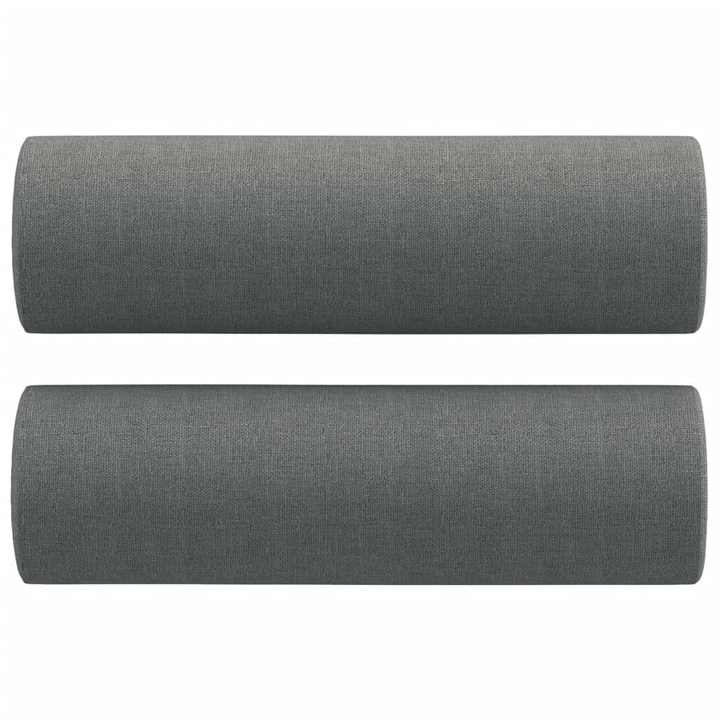 3 Piece Sofa Set with Pillows Dark Grey Fabric Price