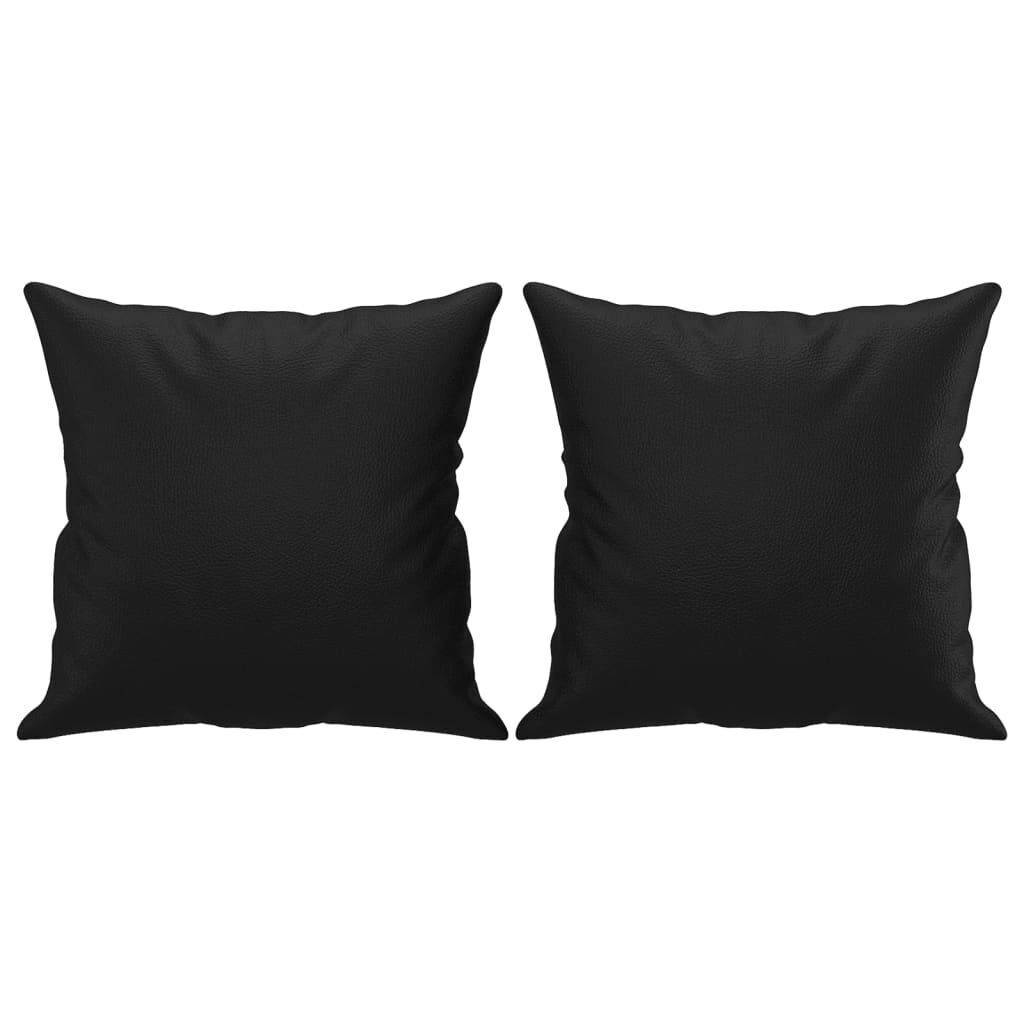 3 Piece Sofa Set with Pillows Black Faux Leather Price
