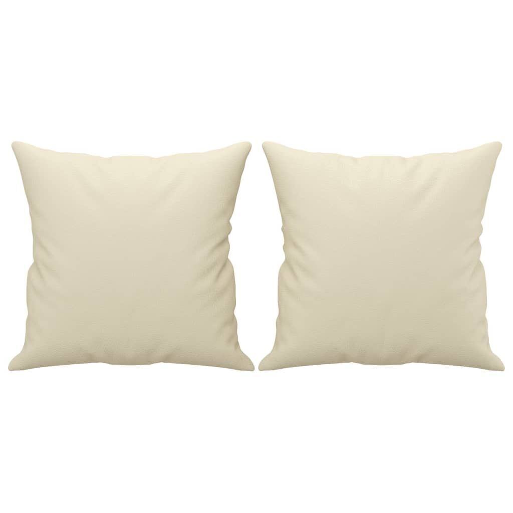 3 Piece Sofa Set with Pillows Cream Faux Leather Price