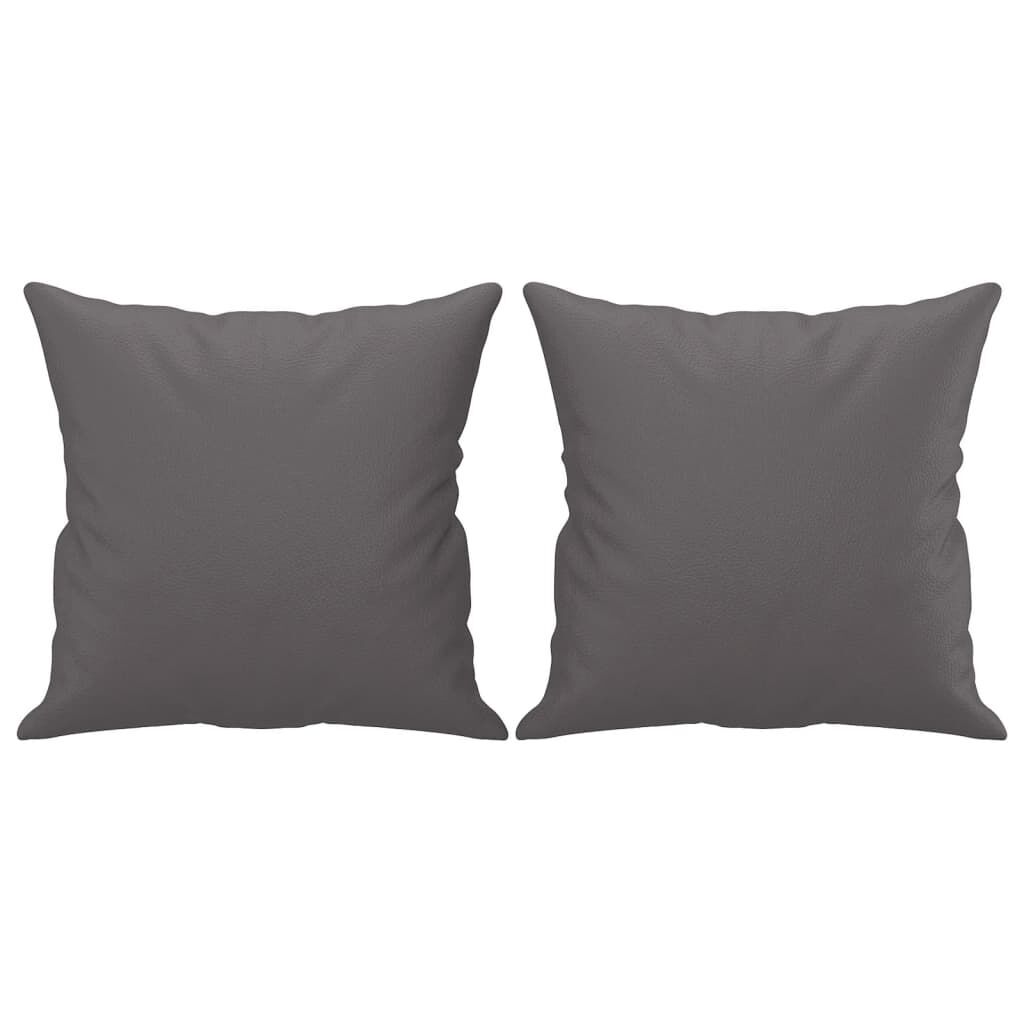 3 Piece Sofa Set with Pillows Grey Faux Leather Price