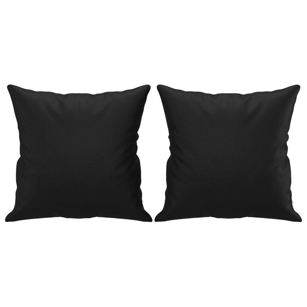 3 Piece Sofa Set with Pillows Black Faux Leather Price