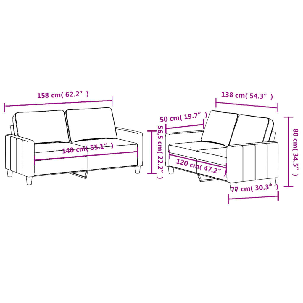 2 Piece Sofa Set with Cushions Light Grey Fabric Price