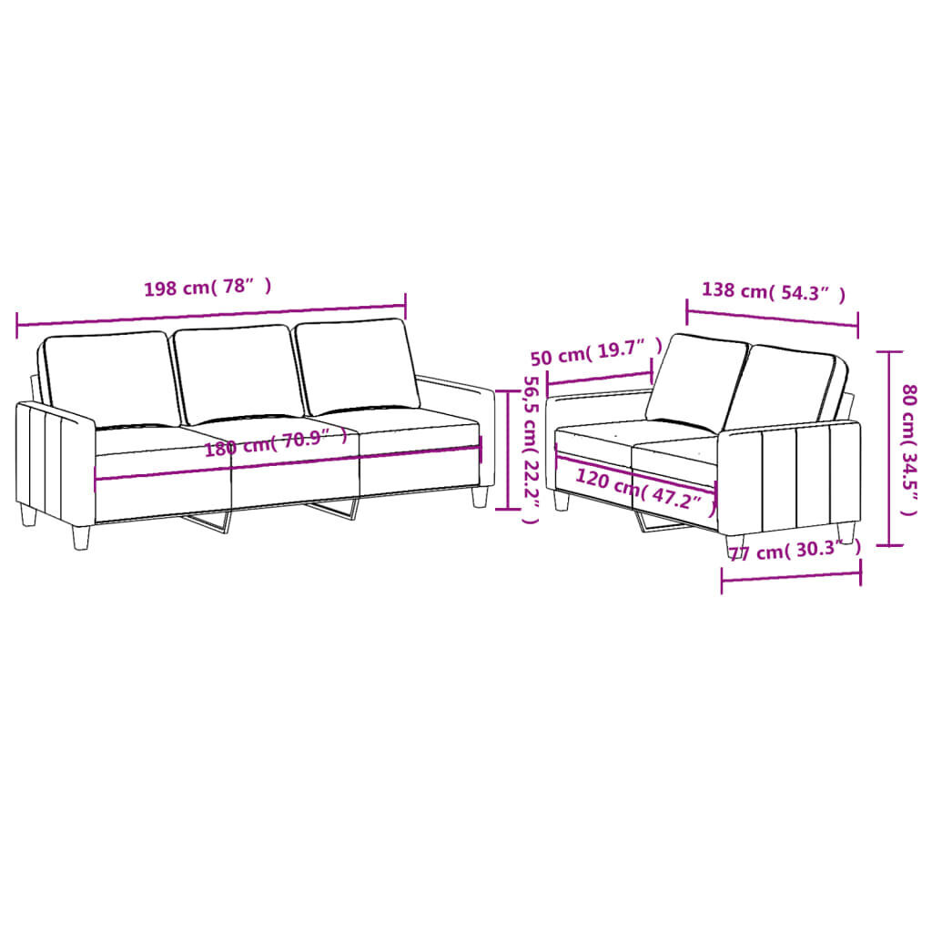 2 Piece Sofa Set with Cushions Light Grey Fabric Price