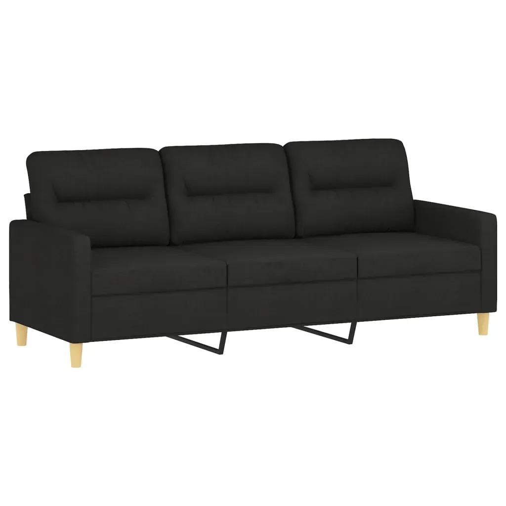 3 Piece Sofa Set with Cushions Black Fabric Price