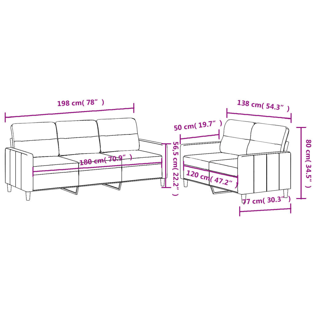 2 Piece Sofa Set with Cushions Light Grey Fabric Price