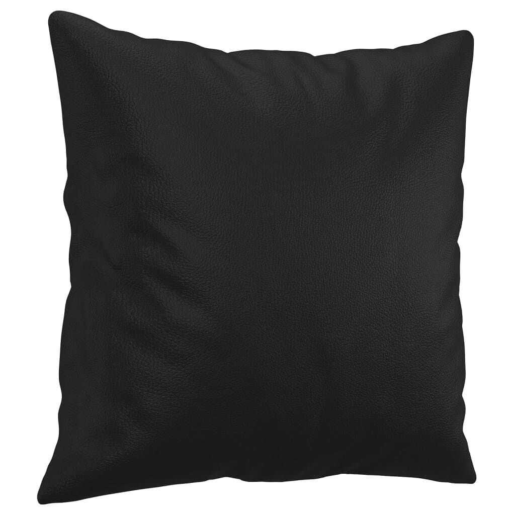 2 Piece Sofa Set with Pillows Black Faux Leather Price