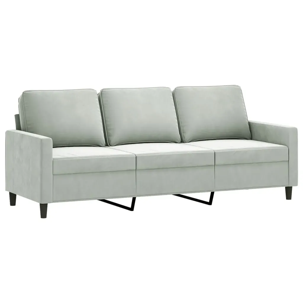 3 Piece Sofa Set with Pillows Light Grey Velvet Price