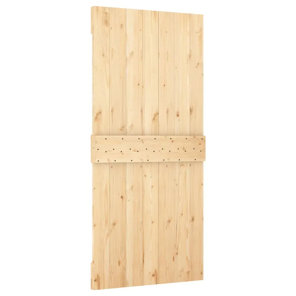 Sliding Door with Hardware Set 95x210 cm Solid Wood Pine Price