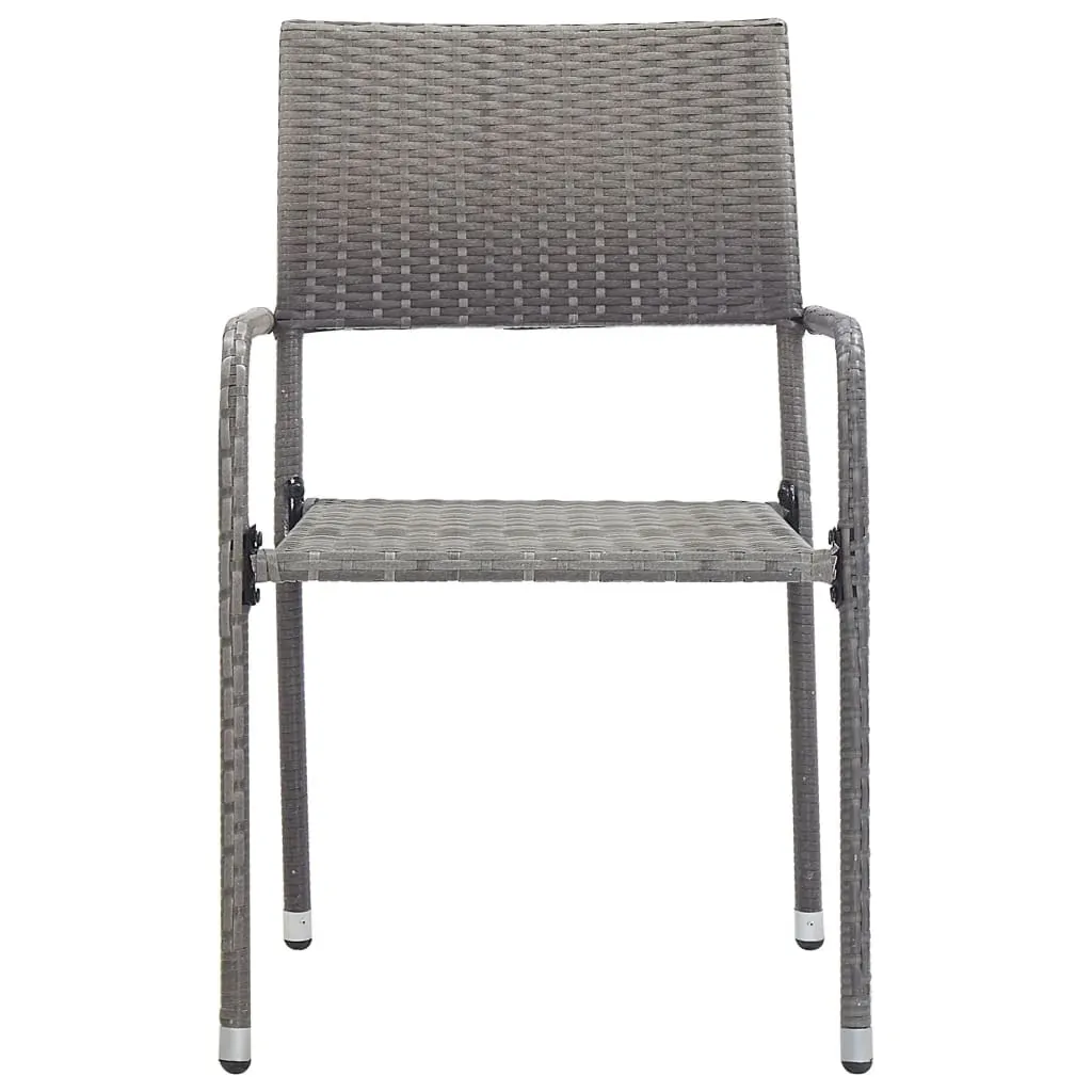 9 Piece Garden Dining Set Grey and Black Poly Rattan and Steel Price