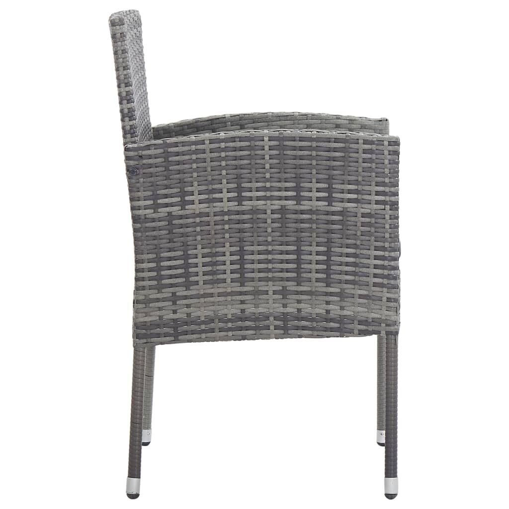 7 Piece Garden Dining Set Grey and Black Poly Rattan and Steel Price