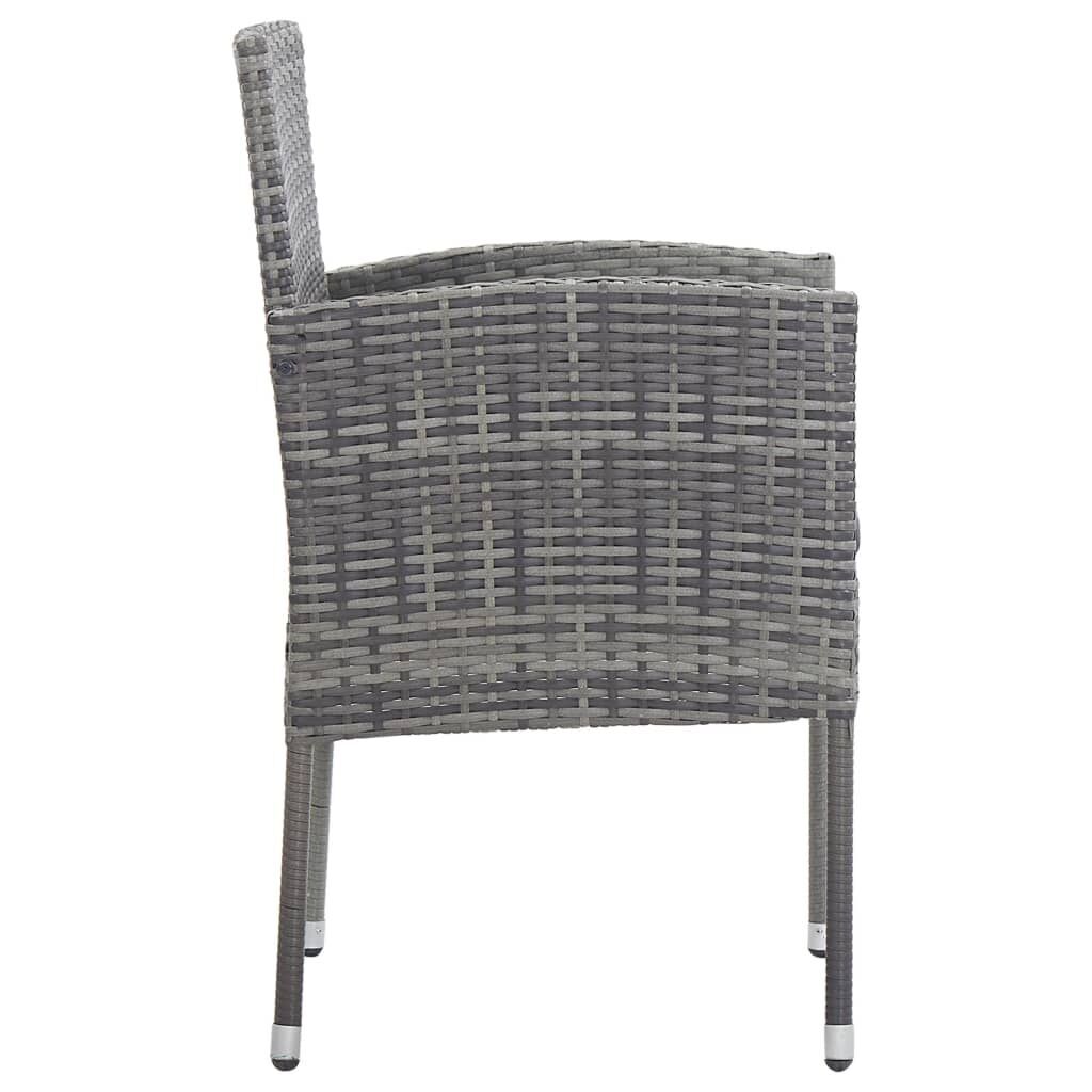 9 Piece Garden Dining Set Grey and Black Poly Rattan and Steel Price