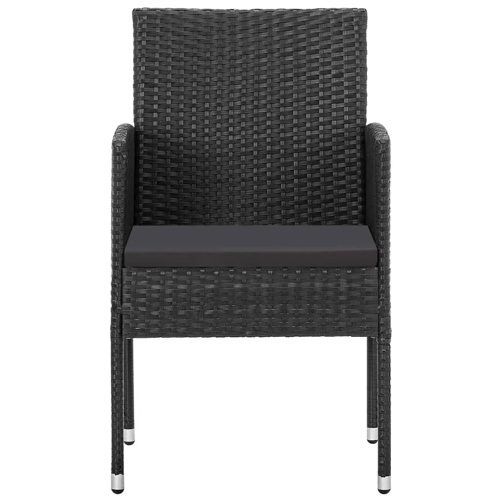 9 Piece Garden Dining Set Black Poly Rattan and Steel Price
