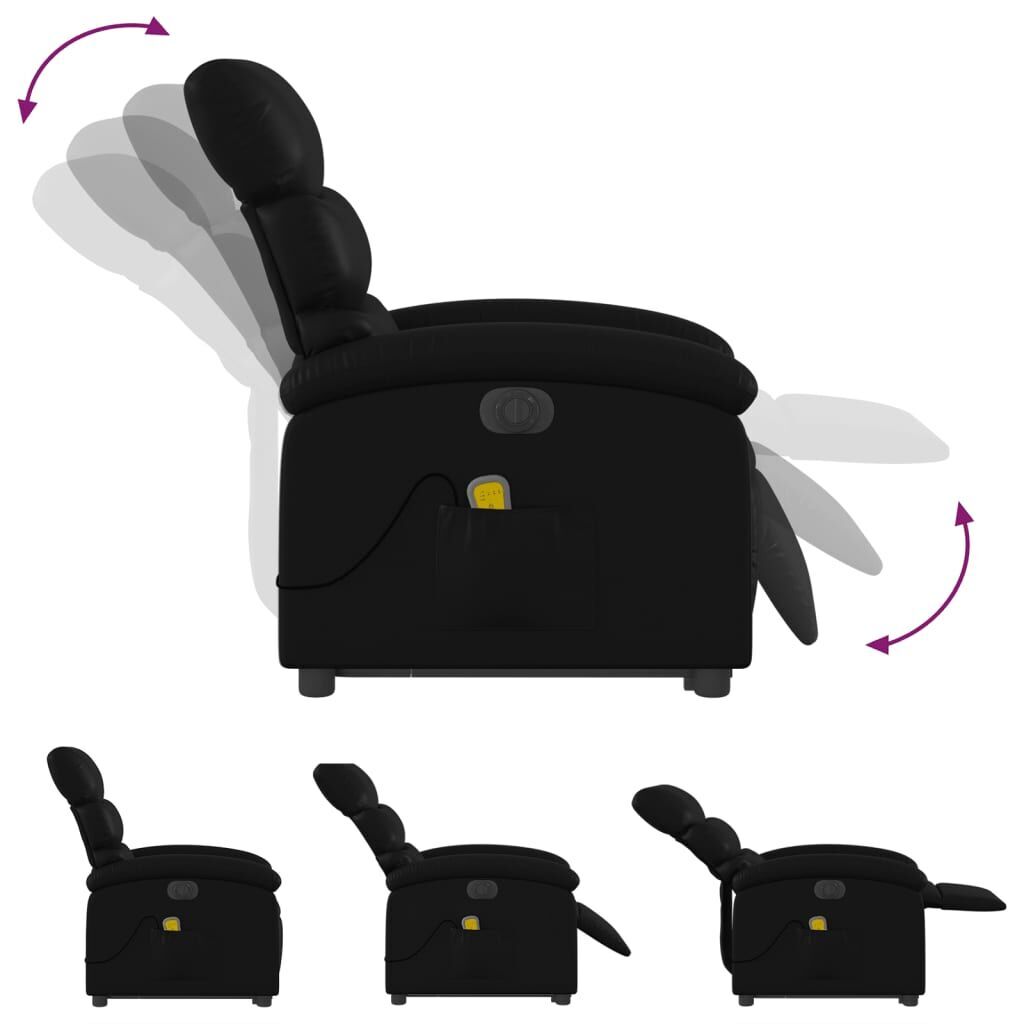 Electric Stand up Massage Recliner Chair Black Faux Leather Price