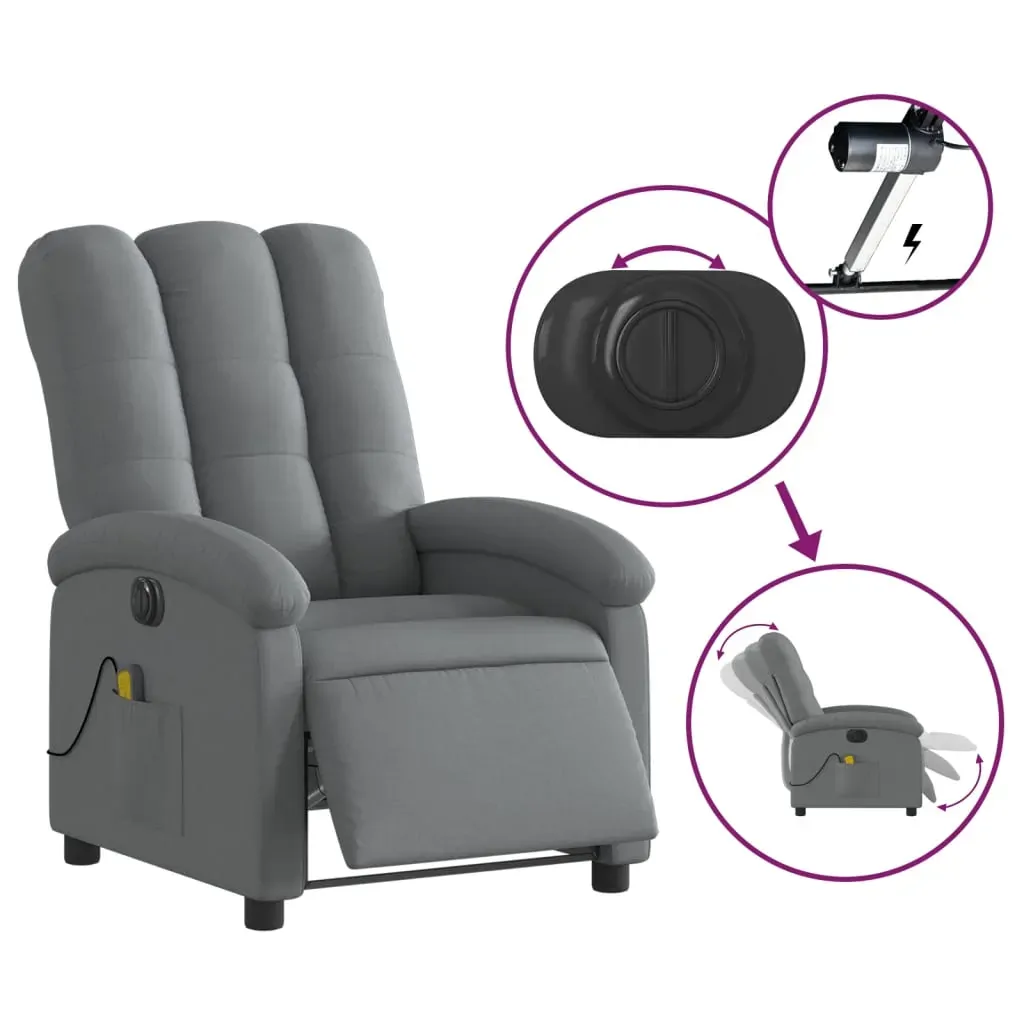 Electric Massage Recliner Chair Dark Grey Fabric Price