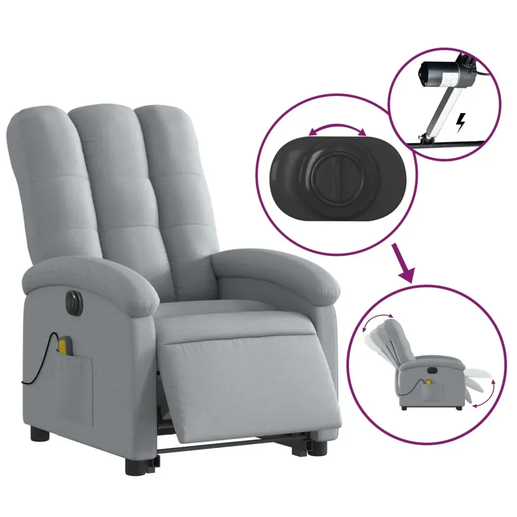 Electric Stand up Massage Recliner Chair Light Grey Fabric Price