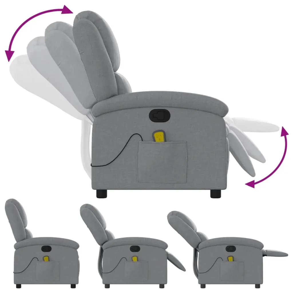 Massage Recliner Chair Light Grey Fabric Price