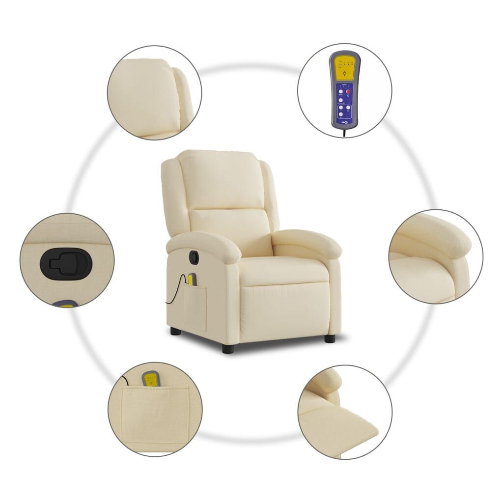 Massage Recliner Chair Cream Fabric Price