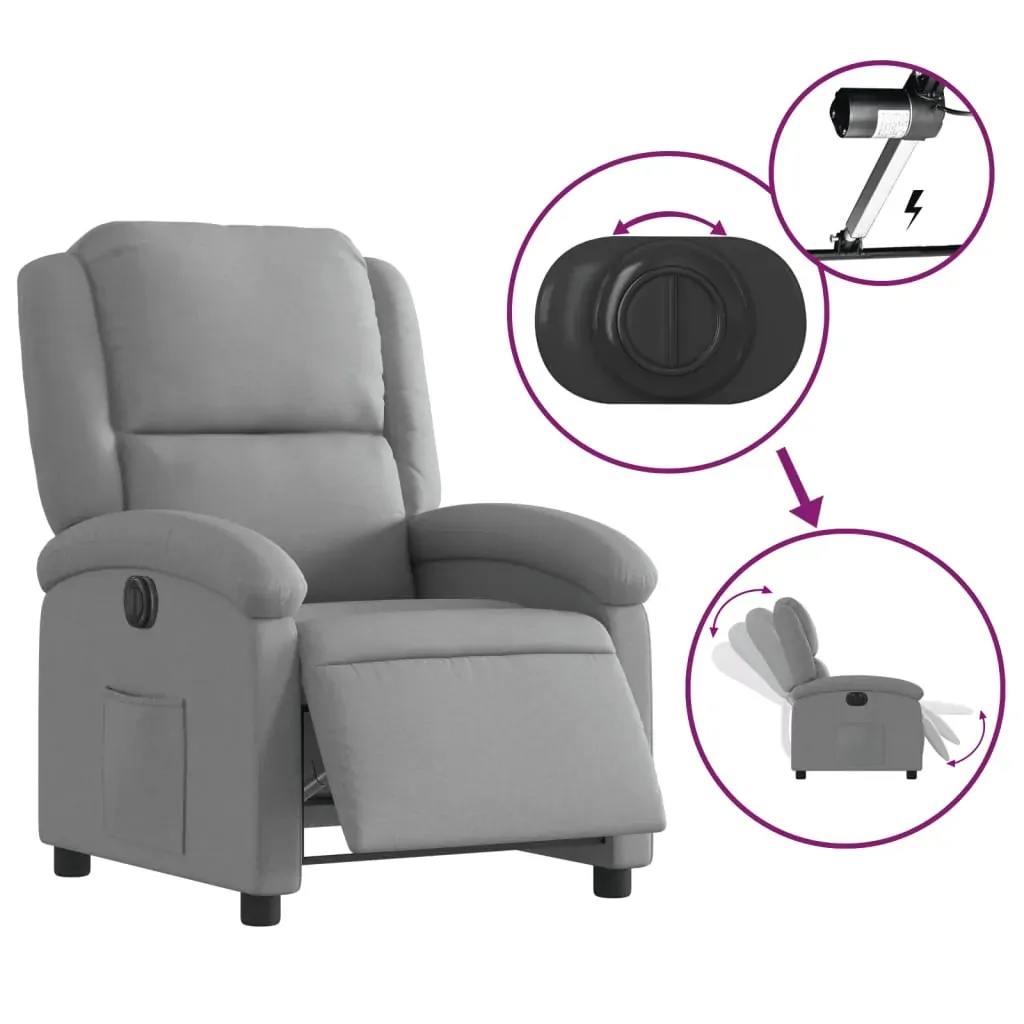 Electric Recliner Chair Light Grey Fabric Price