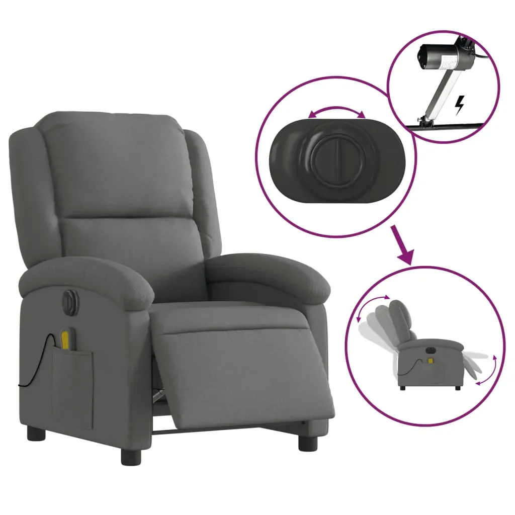 Electric Massage Recliner Chair Dark Grey Fabric Price
